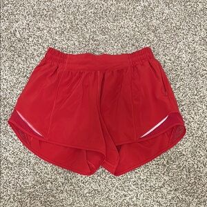 Lululemon Red Hotty Hot Shorts 4”